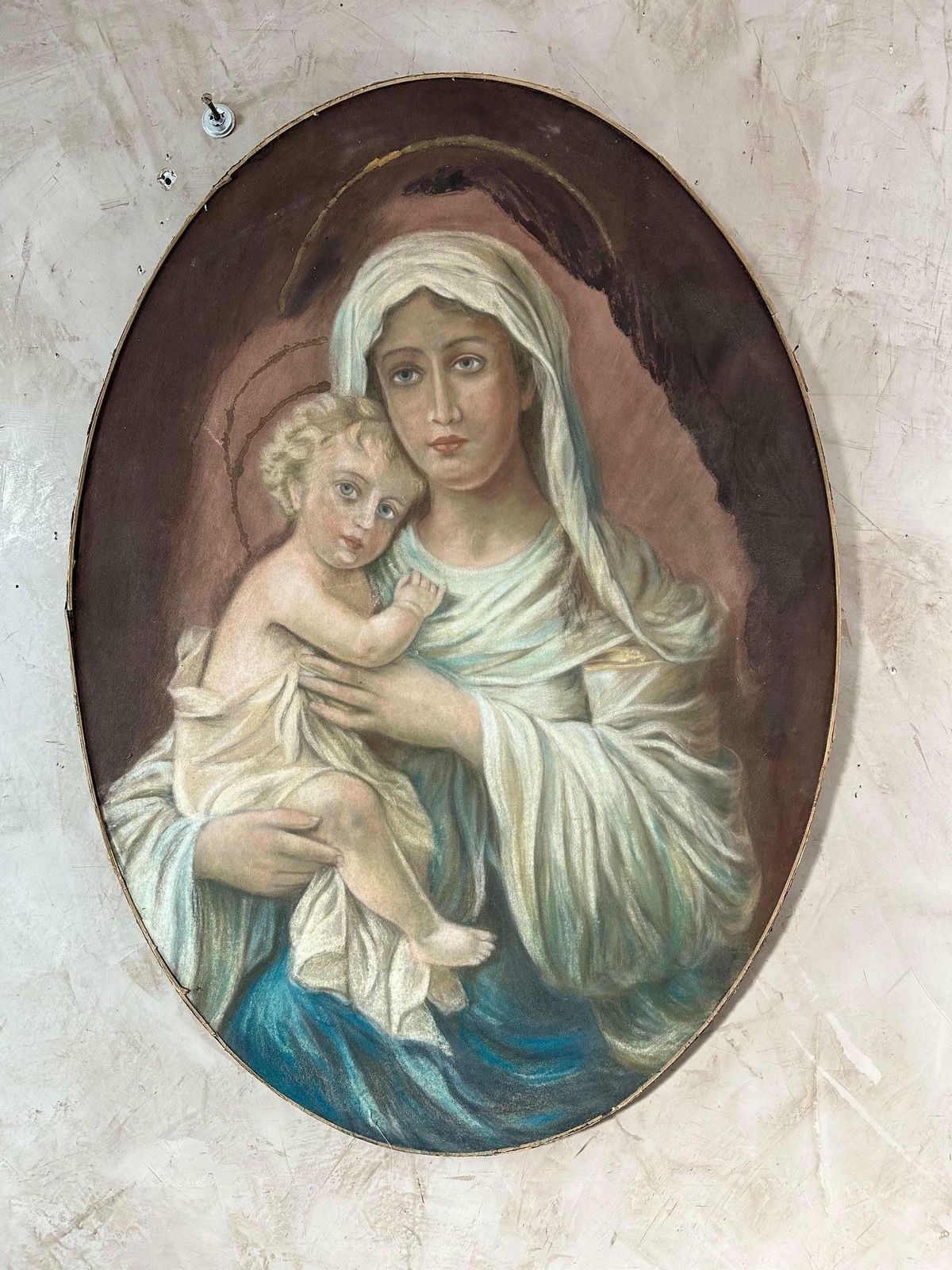 Early 20th Century Virgin And Child Painting, 1900s photo furniture