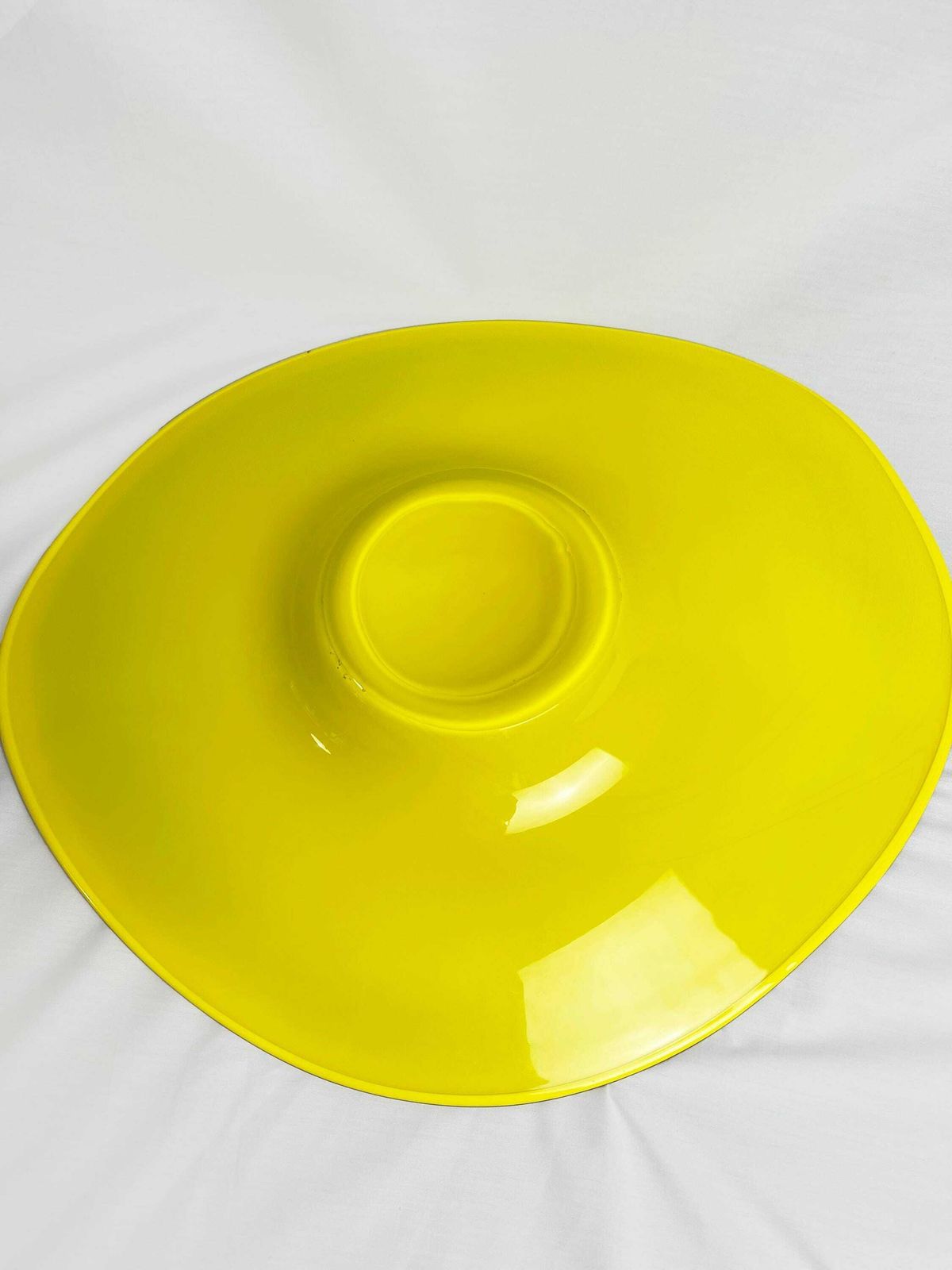 Vintage Large Yellow And Black Glass Bowl. Large Unusual Glass Dish, Vintage Artglass, Mid Century Modern Aesthetic, Original photo Home Decor
