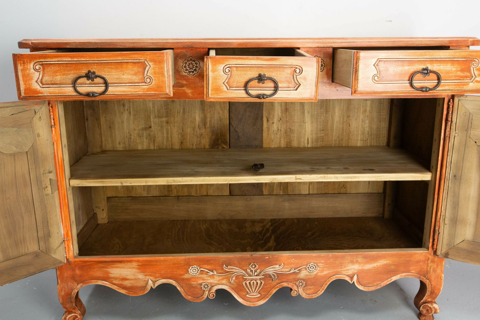 Antique Sideboard Dresser French Louis XV Carved Walnut Buffet, 19th Century photo furniture