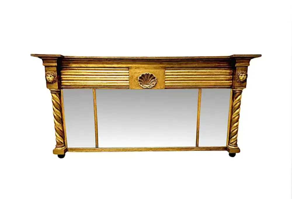 A Very Fine And Unusual Early 19th Century Compartmental Overmantel Mirror