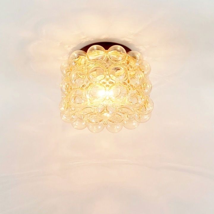 Mid Century Amber Bubble Glass Ceiling Light By Helena Tynell For Limburg, Germany, 1960s photo vinterior