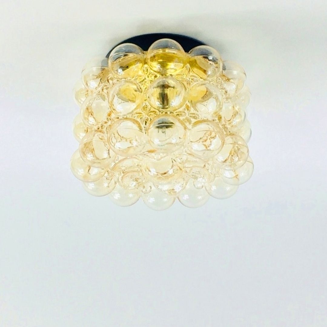 Mid Century Amber Bubble Glass Plafondlamp Van Helena Tynell Voor Limburg, Duitsland, Jaren 1960 photo for sale