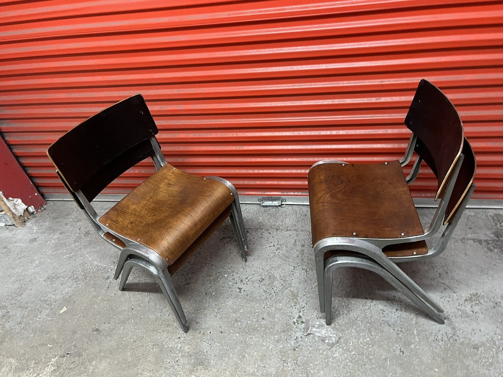 Furniture Esavian Stacking Chair By James Leonard 1950s Rare Wide Frame photo