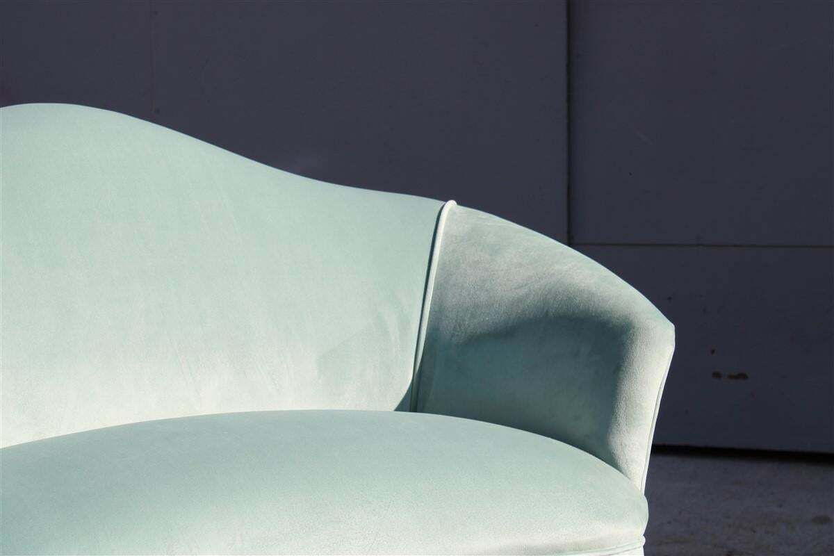Small 2 Seater Sofa Cesare Lacca Italy 1950 Restored Green Velvet photo furniture