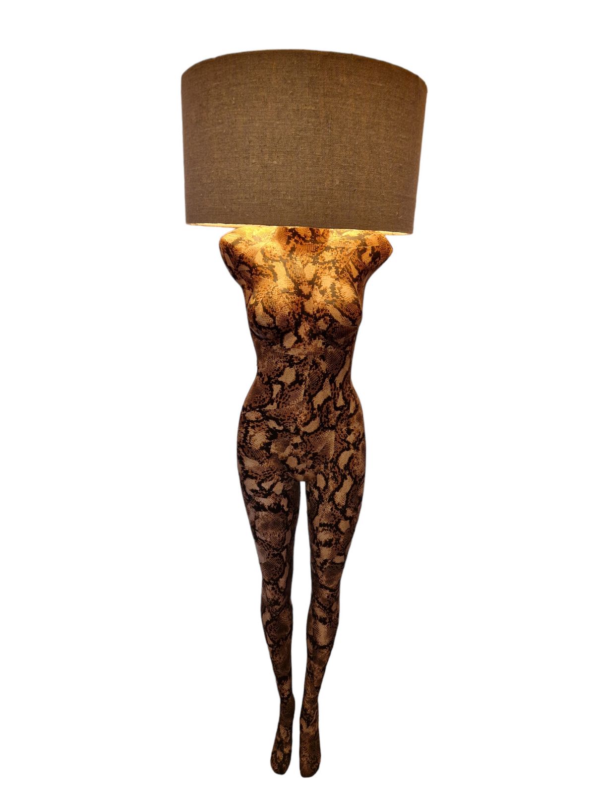 Angie, By Dolly Fixtures. One Of A Kind Vintage Mannequin Lamp. Clad In Abstract Snakeskin Print. photo furniture
