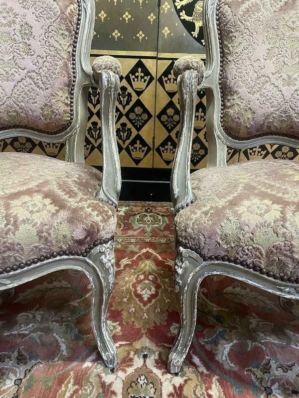 Paire De Fauteuils Cabriolets Velours De Gêne De Style Louis XV photo Furniture