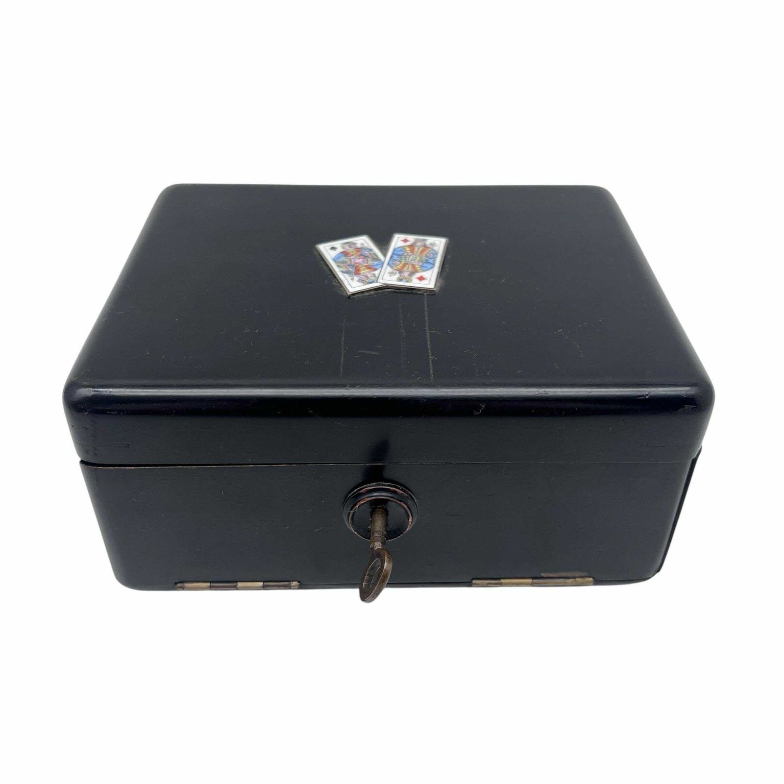 Antique Ebonised Playing Card Box With Key   Silk Lined   Home Decor   Card Games photo furniture