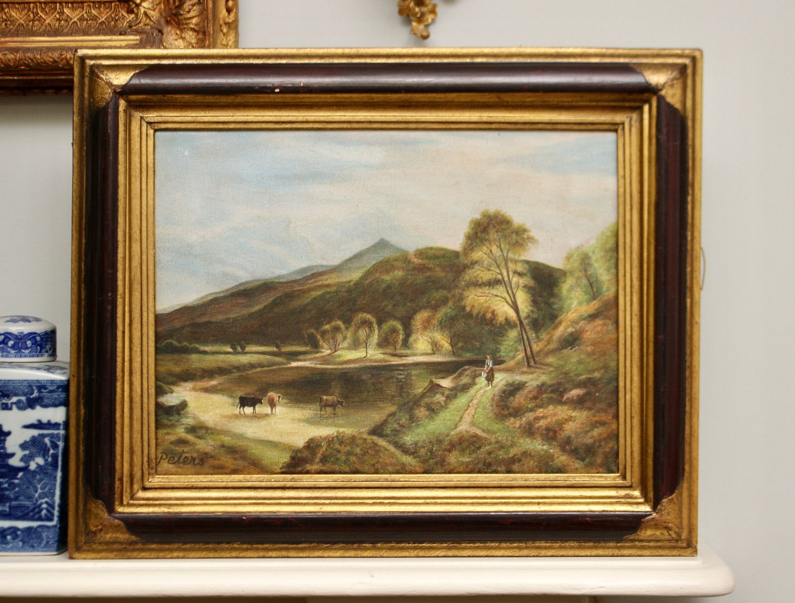 Peters (XX ), Watering The Cows, A Bucolic Idyl, Oil On Canvas, Smart Frame