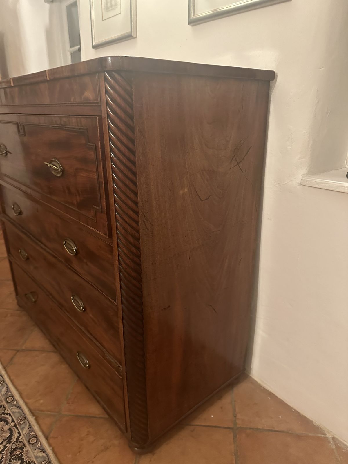 Large, Mahogany Secretaire Chest Of Drawers photo for sale