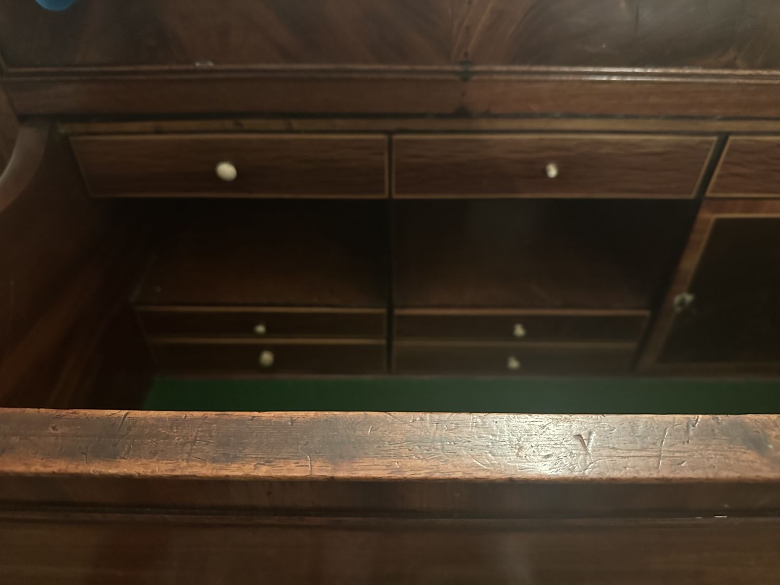 Large, Mahogany Secretaire Chest Of Drawers photo vintage