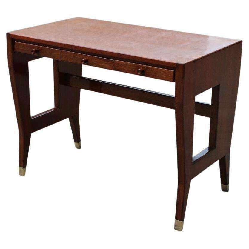 Small Walnut And Laminate Desk With Drawers Gio Ponti 1950 With Authentication
