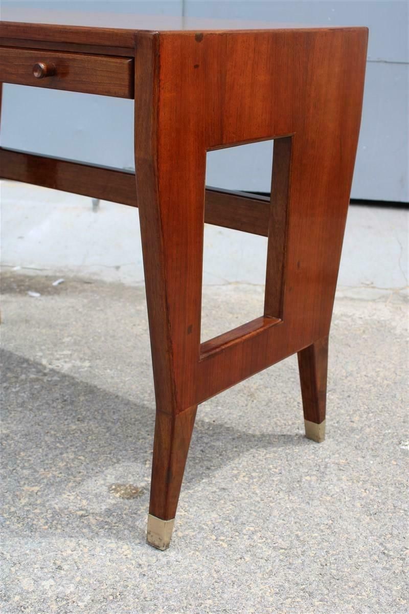Small Walnut And Laminate Desk With Drawers Gio Ponti 1950 With Authentication photo vinterior