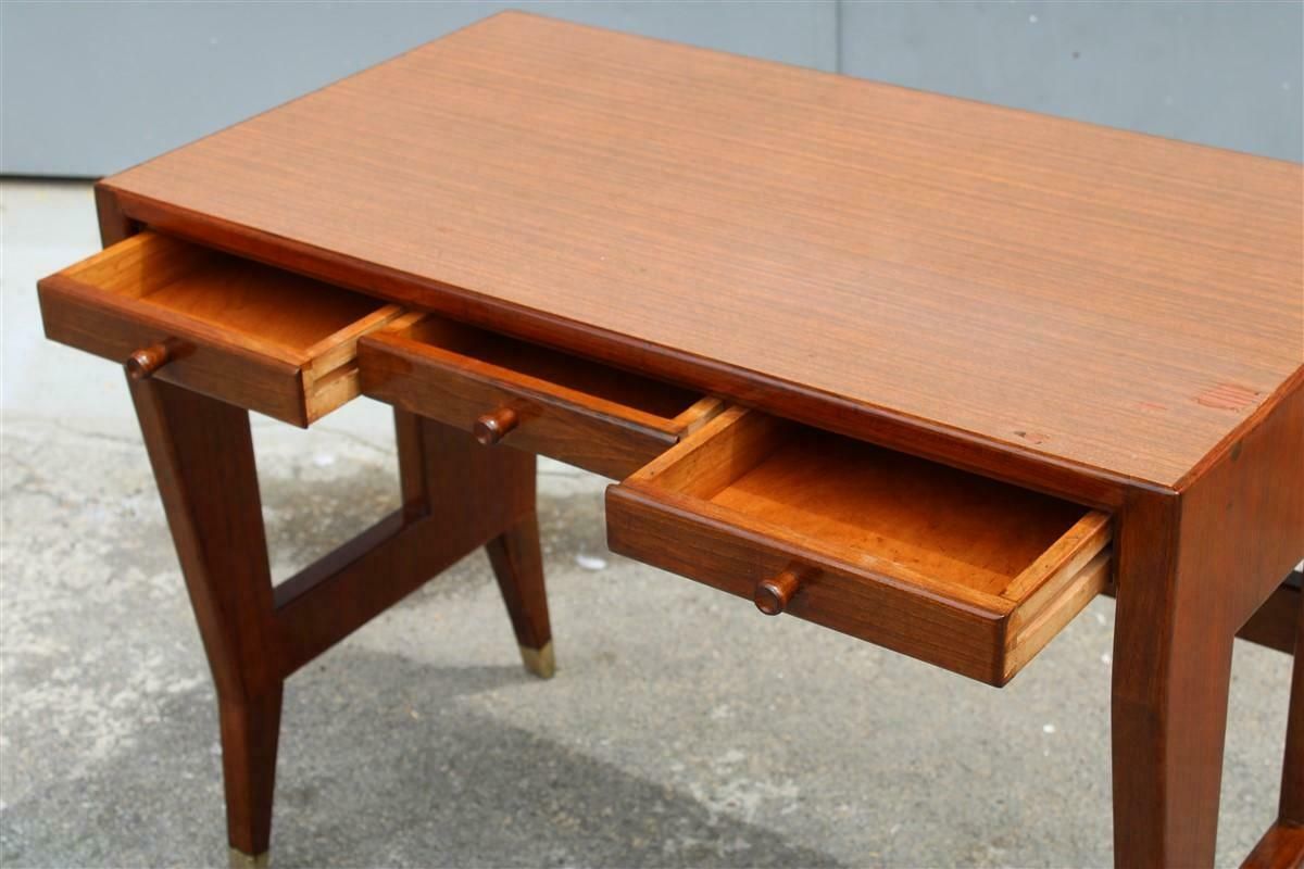 photo vinterior Small Walnut And Laminate Desk With Drawers Gio Ponti 1950 With Authentication
