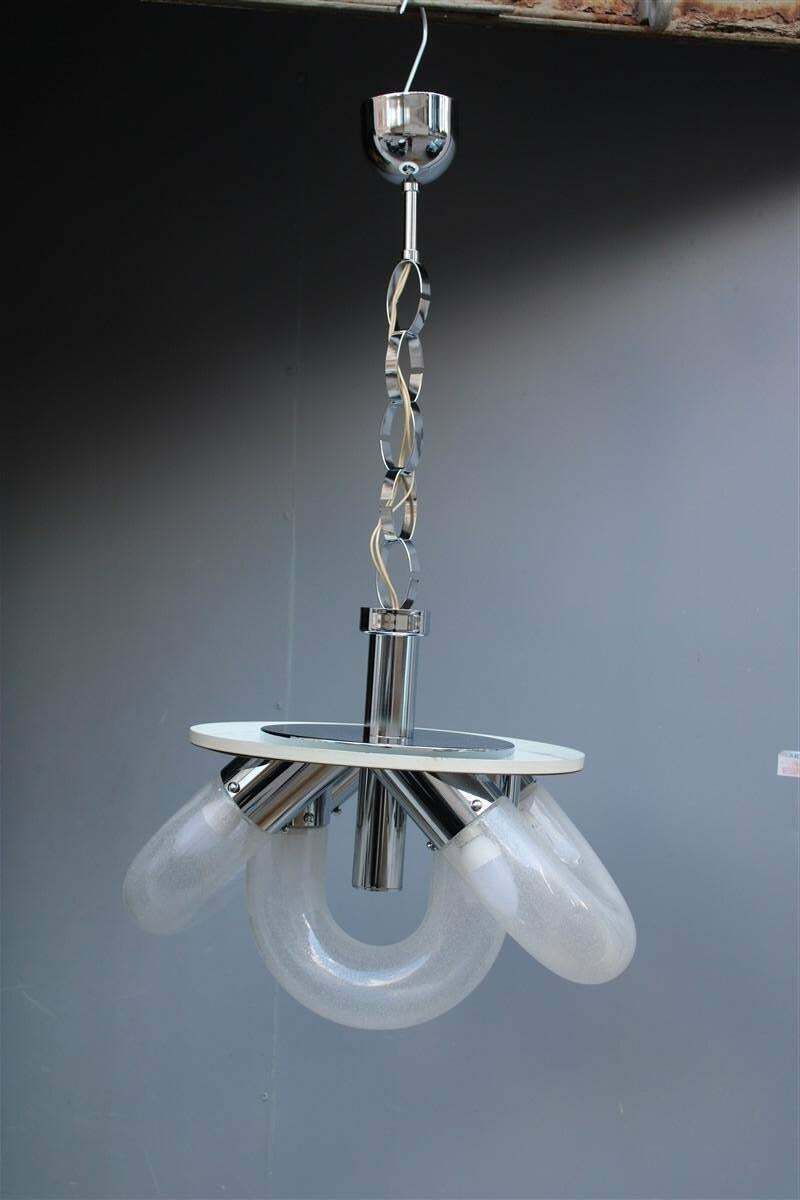photo for sale Carlo Nason For Mazzega Chandelier Pop Art Pulegoso 1970 Chromed Metal