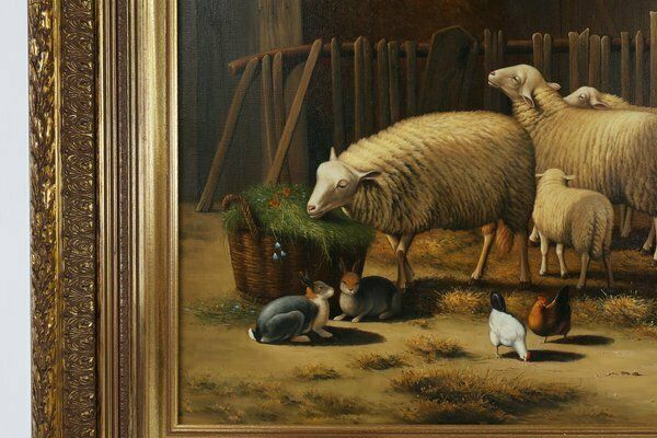 Belgian Artist, Baroque Scene, 1991, Oil On Canvas, Frame photo vinterior