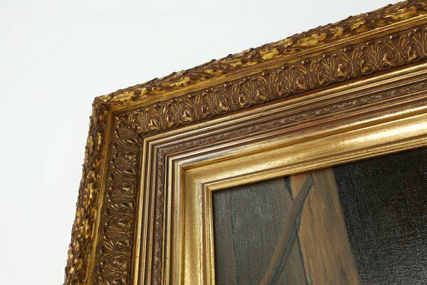 Belgian Artist, Baroque Scene, 1991, Oil On Canvas, Frame photo vintage