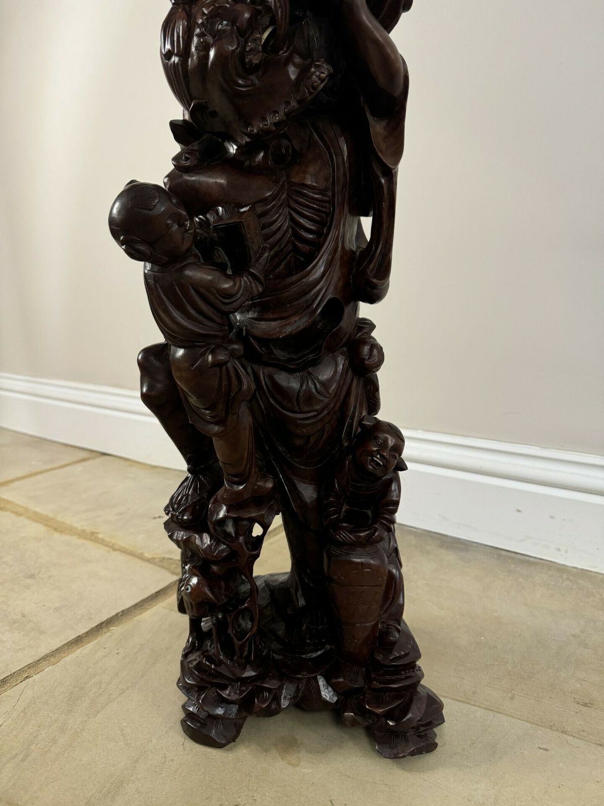 Superb Quality Large Antique Carved Hardwood Chinese Figure photo vintage