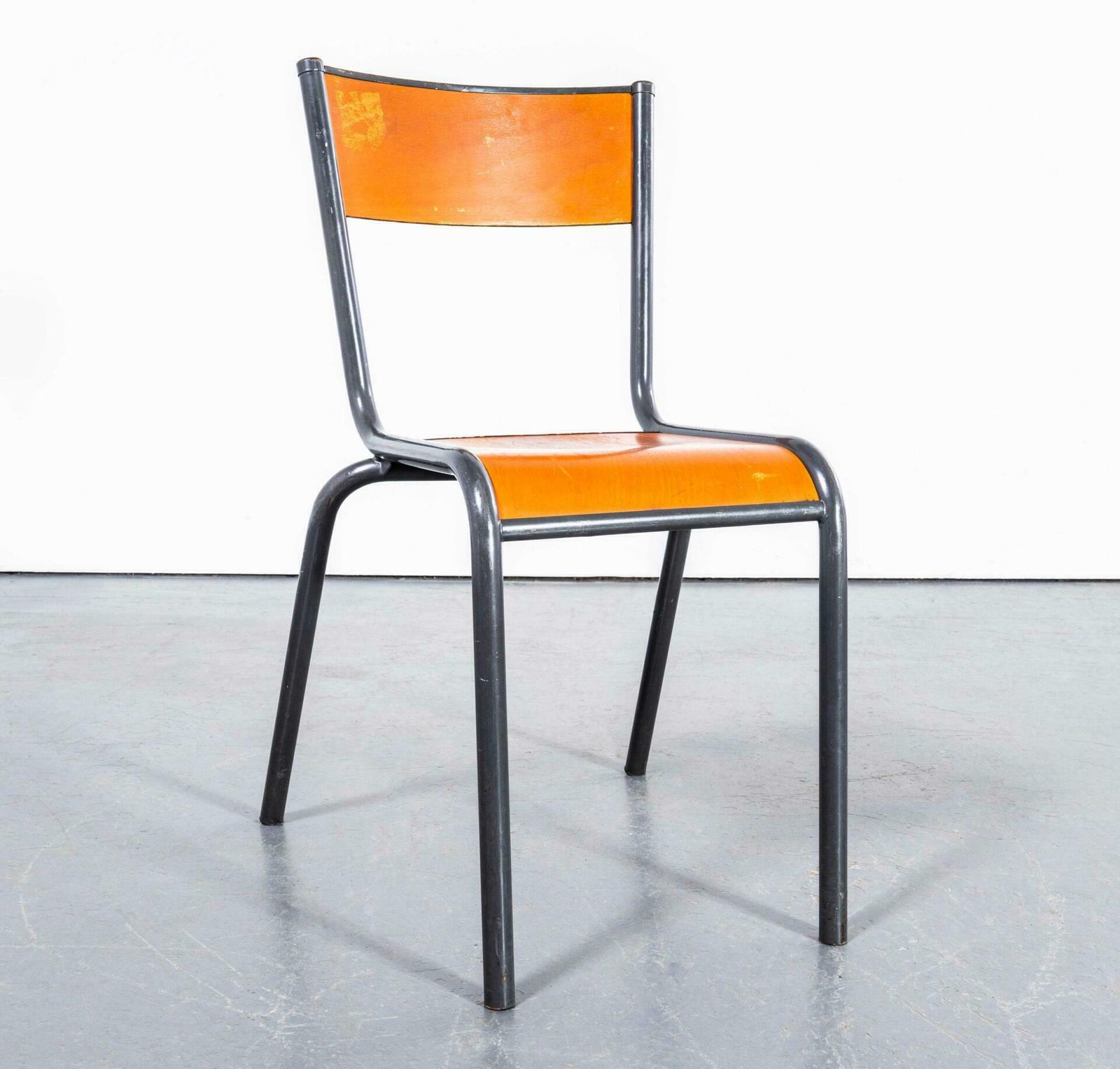 1960's French Mullca Stacking Dining Chair 510   Slate Frame   Set Of Eight photo buy