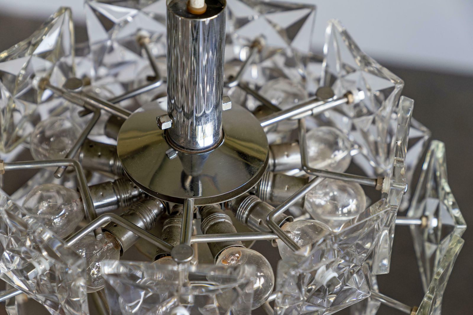 Mid Century Crystal Glass Chandelier By Kinkeldey Germany, 1960s photo vinterior