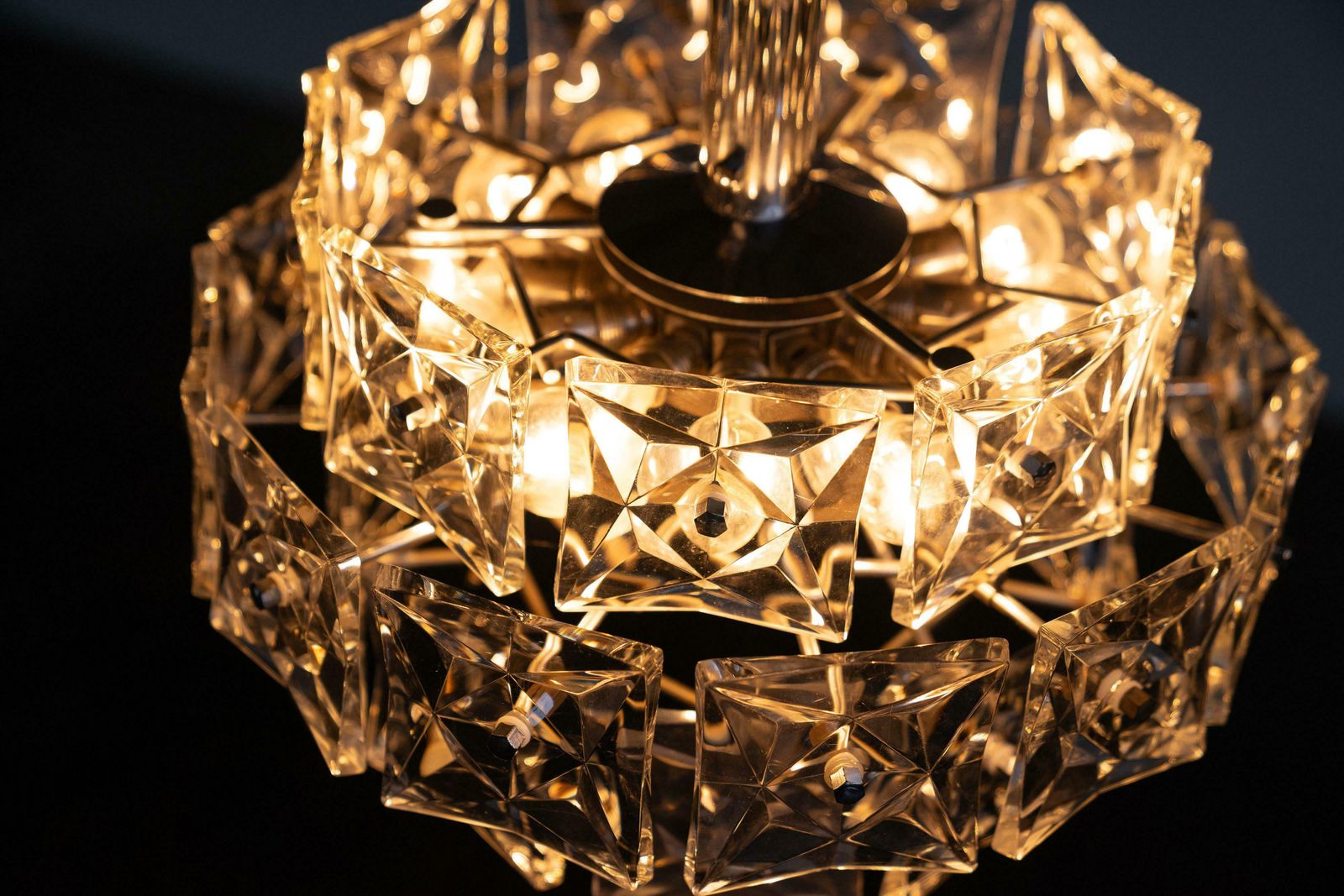 photo for sale Mid Century Crystal Glass Chandelier By Kinkeldey Germany, 1960s