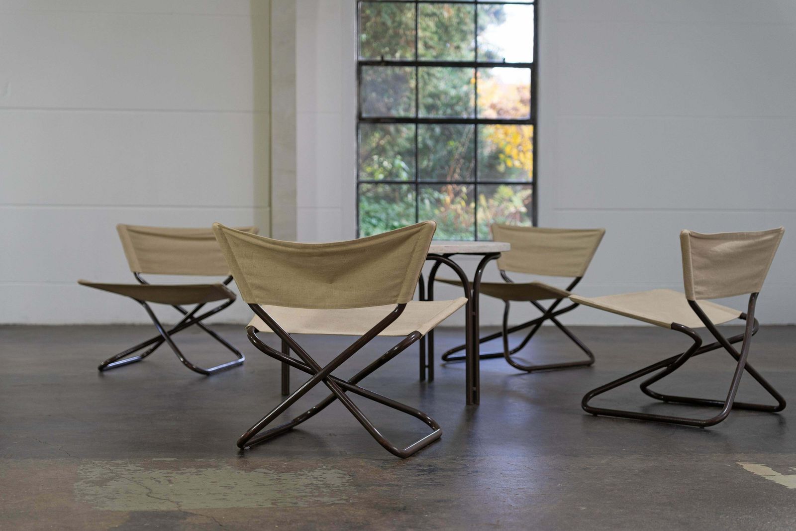 Four Z Down Folding Lounge Chairs And Table By Erik Magnussen, Torben ørskov photo 7479.0