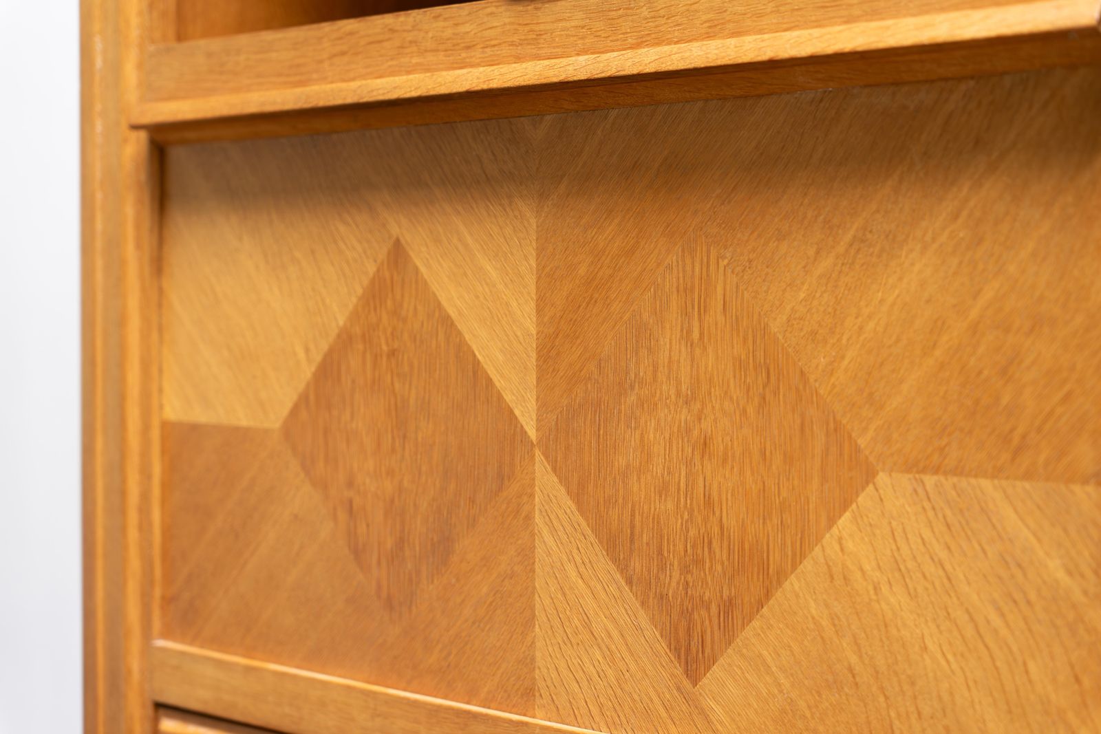 Oak Secretary With Ceramic Handles By Guillerme & Chambron, France, 1960s photo buy