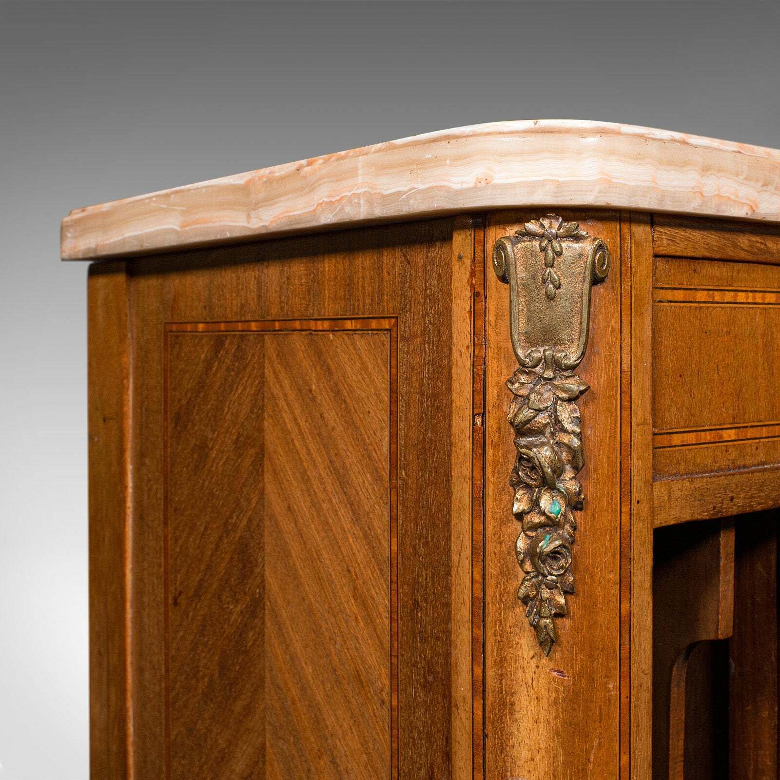 photo furniture Antique Bedside Cabinet, French Kingwood, Marble, Nightstand Cupboard, Victorian