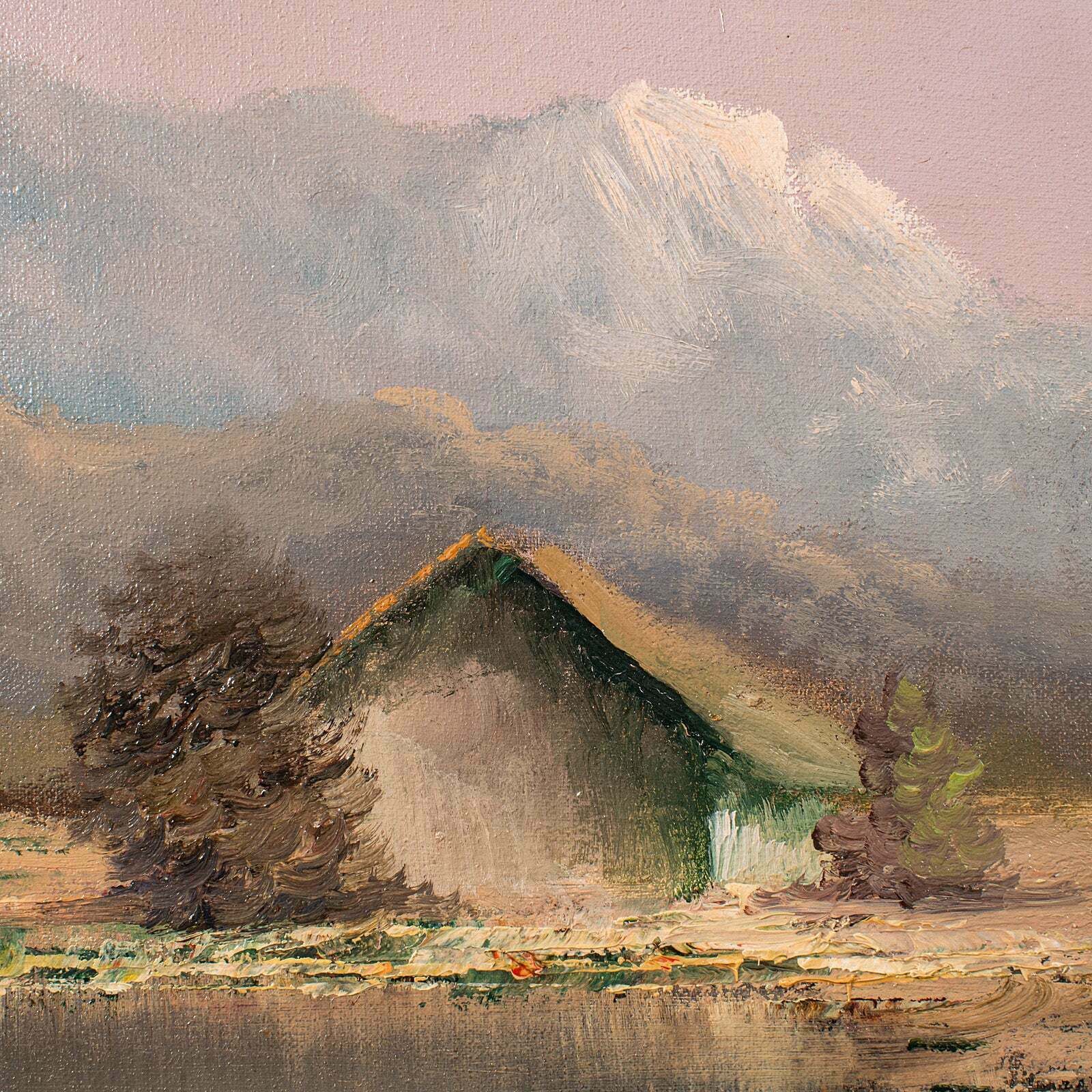 photo furniture Large Vintage Landscape Painting, Austrian, Framed Art, Oil, Alpine, Schmidbauer