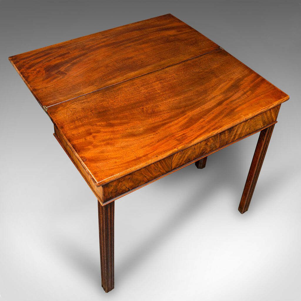 Antique Fold Over Tea Table, English, Card, Chippendale Manner, Georgian, C.1750 photo vintage