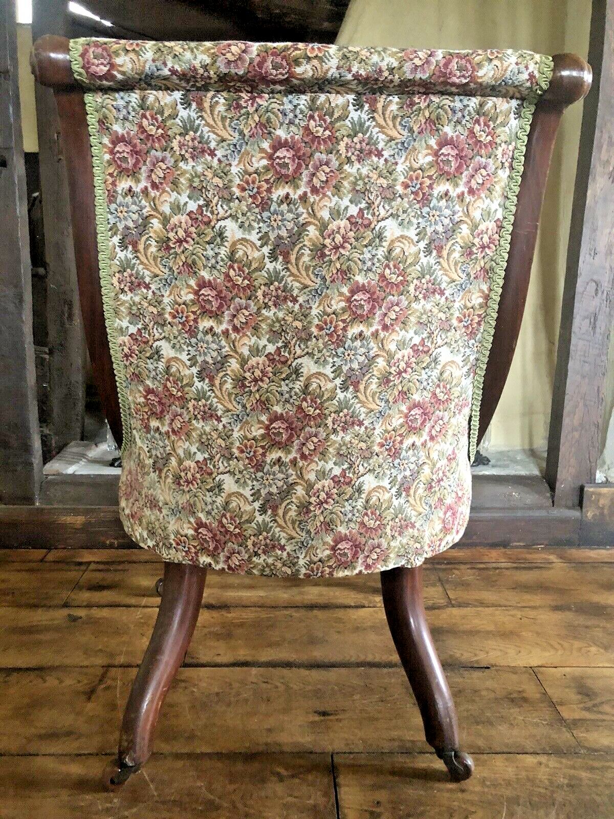 photo for sale Original Antique Ornate Woven Tapestry Ladies Slipper Nursing Chair