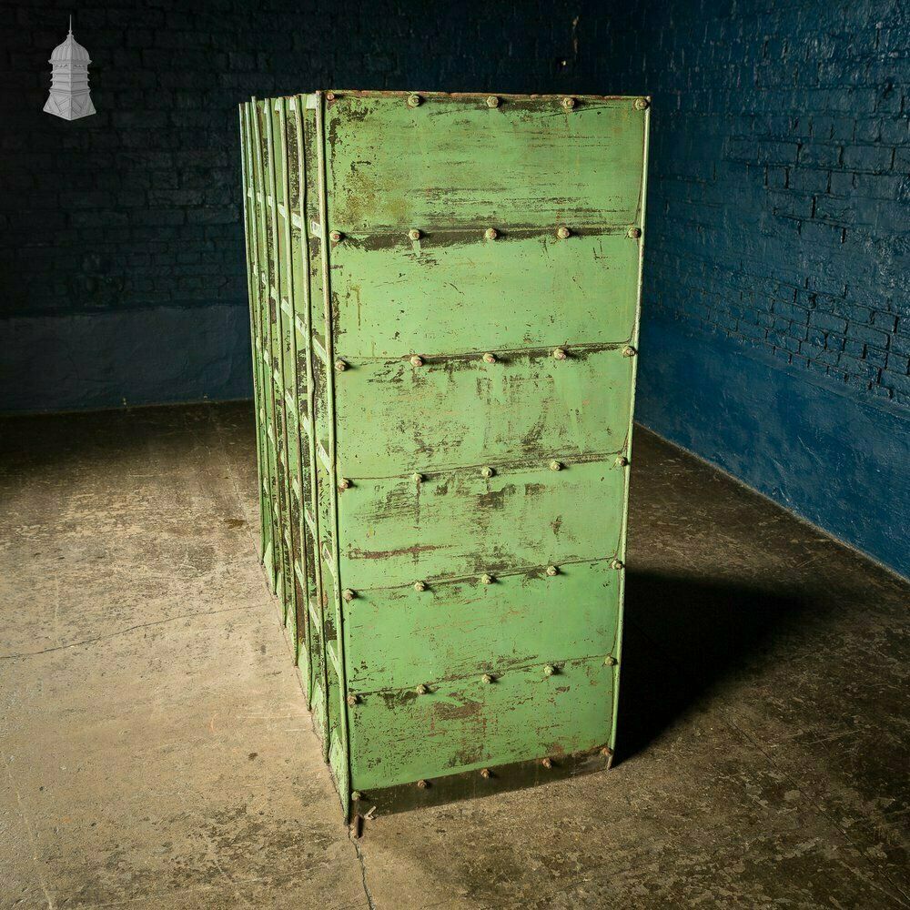 Green Painted Steel Industrial Workshop Pigeonhole Shelf Unit photo 1110.0