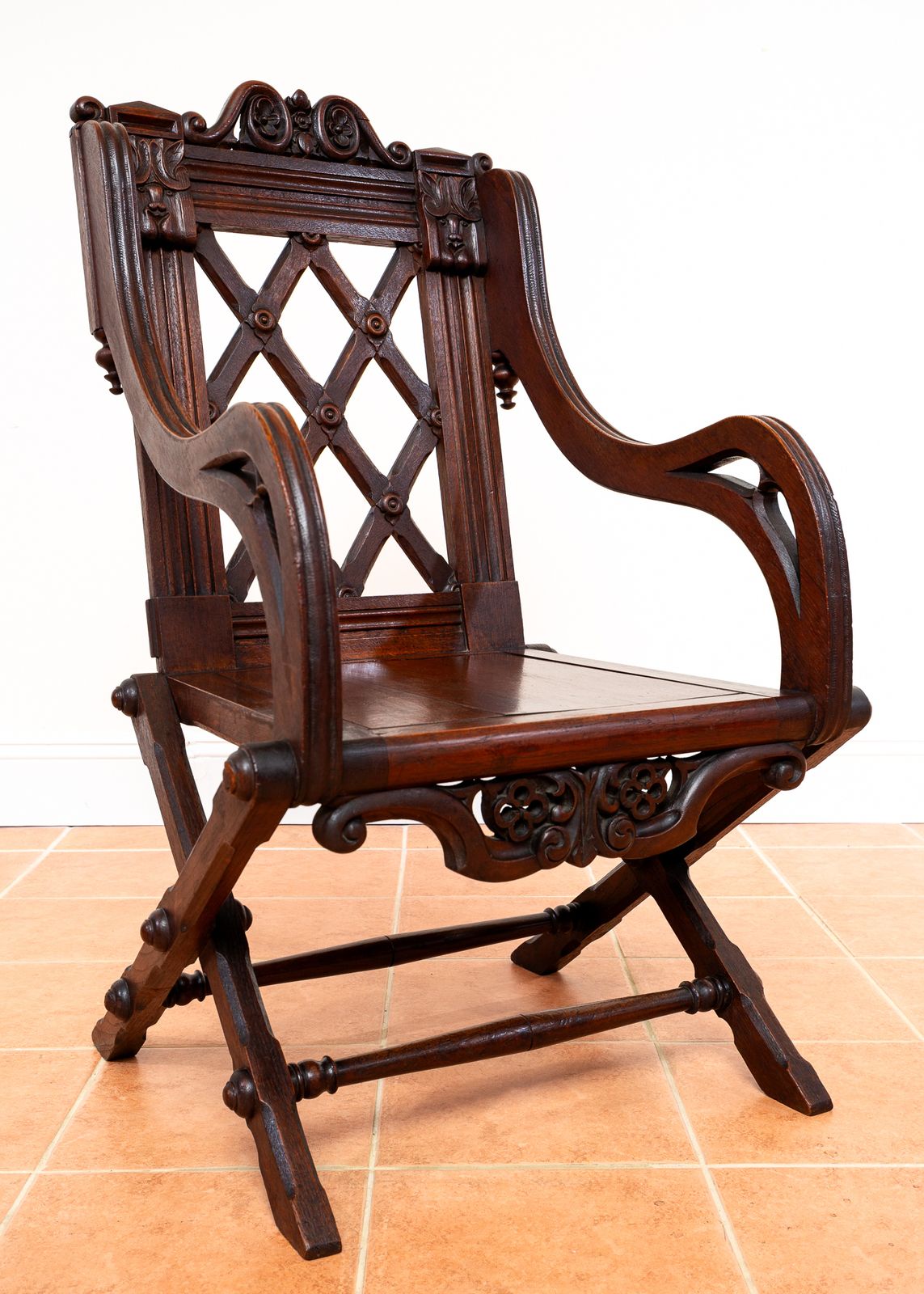 Glastonbury Chair 1830 Throne Chair Gothic Revival Hall Statement Chair Richard Bridgens Oak Baronial 19th Century V.Ictorian Armchair Ecclesiastical photo 2950.0