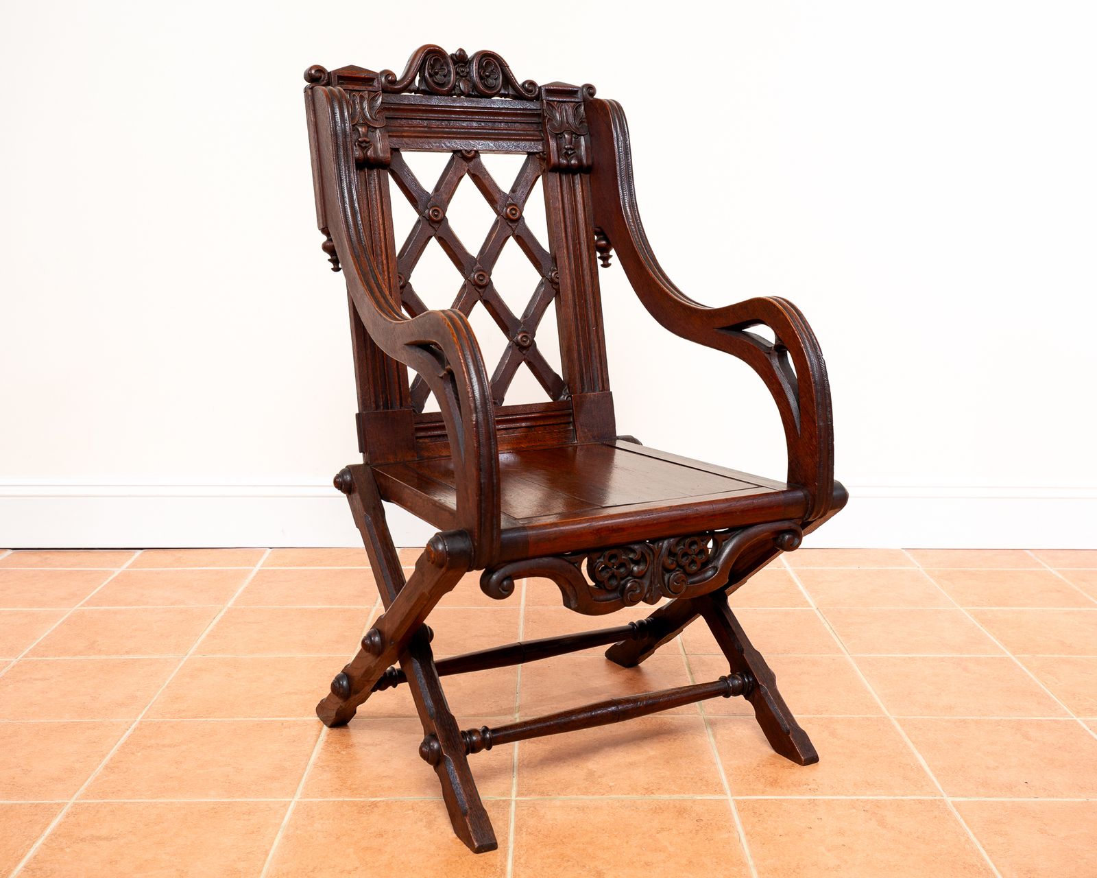 Glastonbury Chair 1830 Throne Chair Gothic Revival Hall Statement Chair Richard Bridgens Oak Baronial 19th Century V.Ictorian Armchair Ecclesiastical