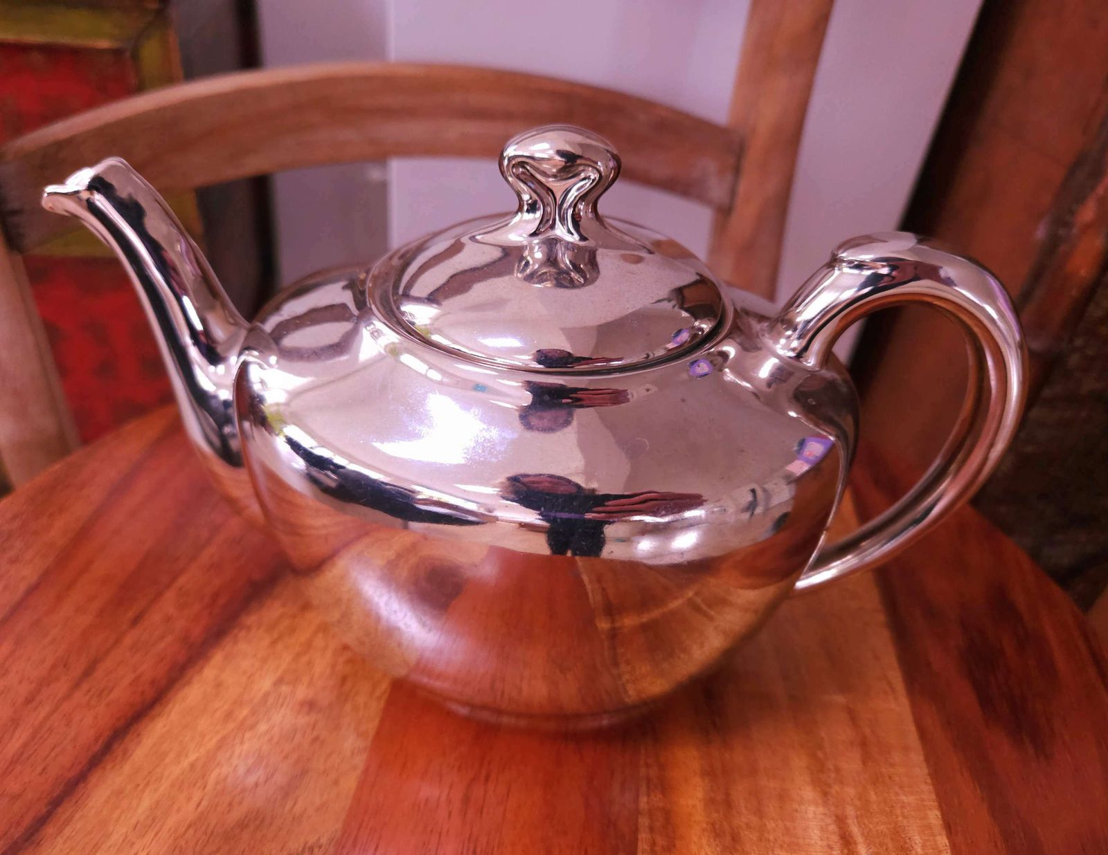 Rare, Mid Century, Royal Worcester, Bone China Teapot In Silver Lustre photo furniture