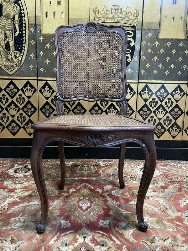 Suite De 6 Chaises Cannées Style Louis XV En Chêne photo 1220.0
