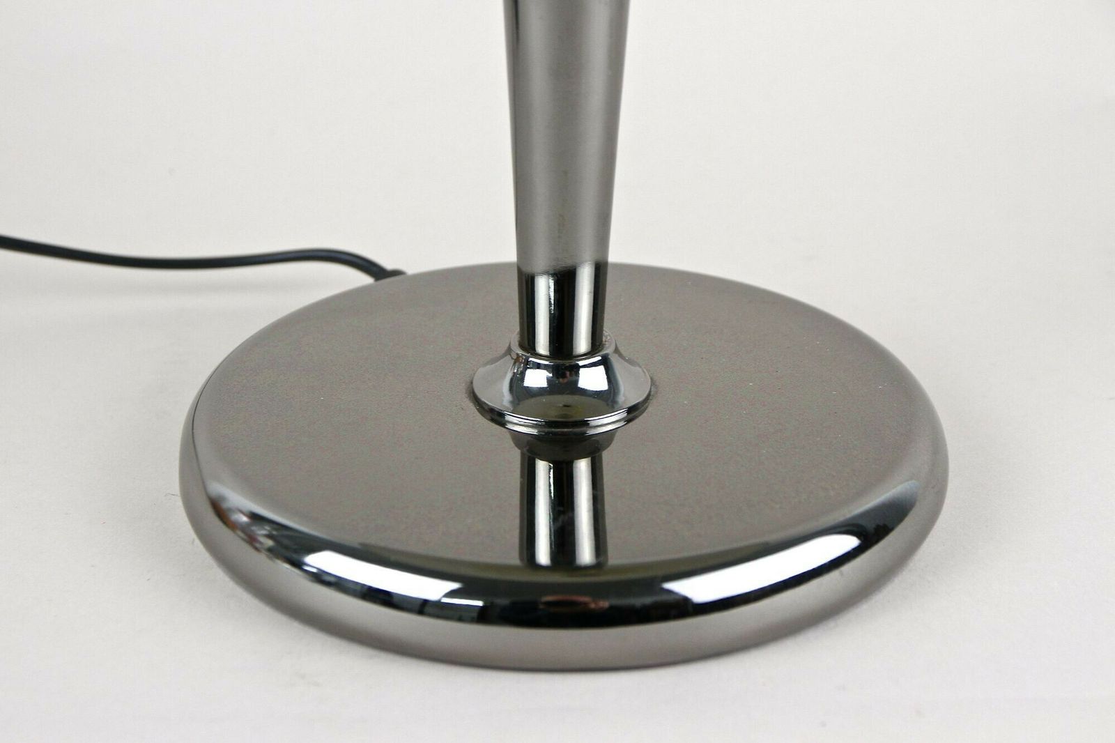 Mid Century Modern Grey Chromed Table Lamp With Brass Sphere, Italy Ca. 1970 photo vinterior