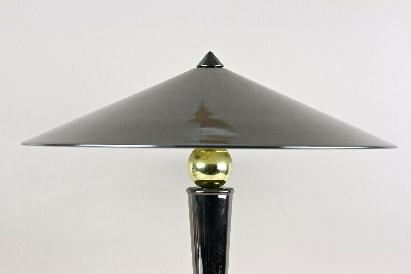 photo for sale Mid Century Modern Grey Chromed Table Lamp With Brass Sphere, Italy Ca. 1970