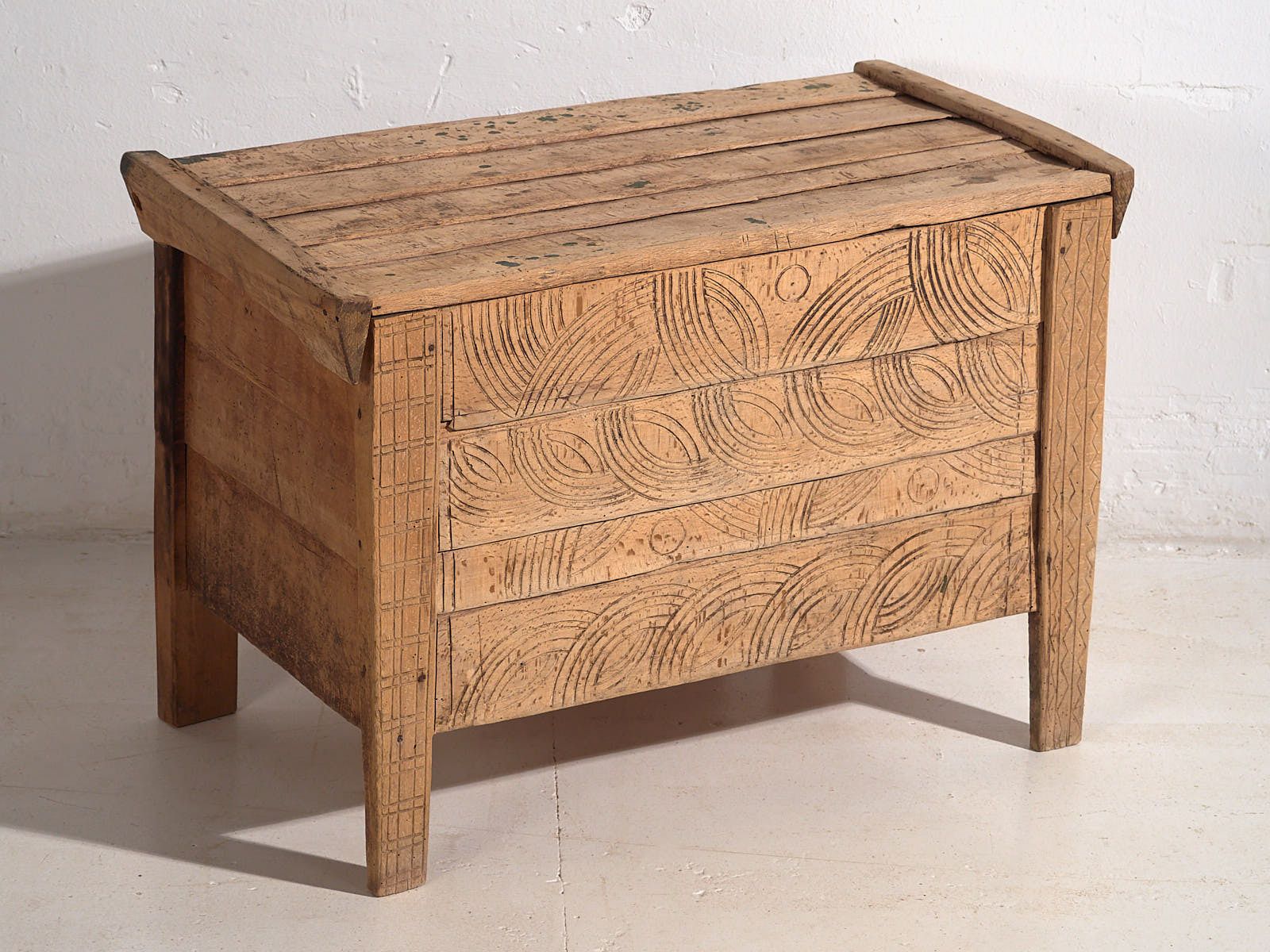 Carved Primitive Style Antique Chest (C.1920) #51 photo buy