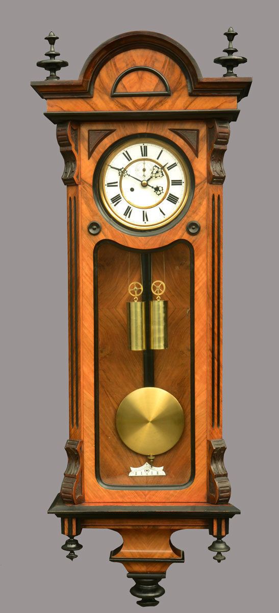 Walnut And Ebony Vienna Wall Clock Circa 1890