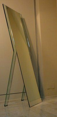 Vertical Mirror In Oblique Curved Glass By Massimo Morozzi For Fiam, 1980s photo Home Decor