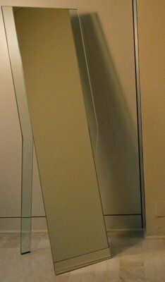 Vertical Mirror In Oblique Curved Glass By Massimo Morozzi For Fiam, 1980s photo vinterior