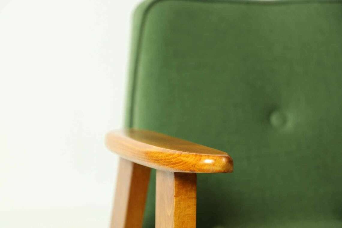 Original Vintage Armchair In Green Grass Velvet Scandinavian Design Living Room Wooden Armchair Cashmere Upholstery photo 399.0