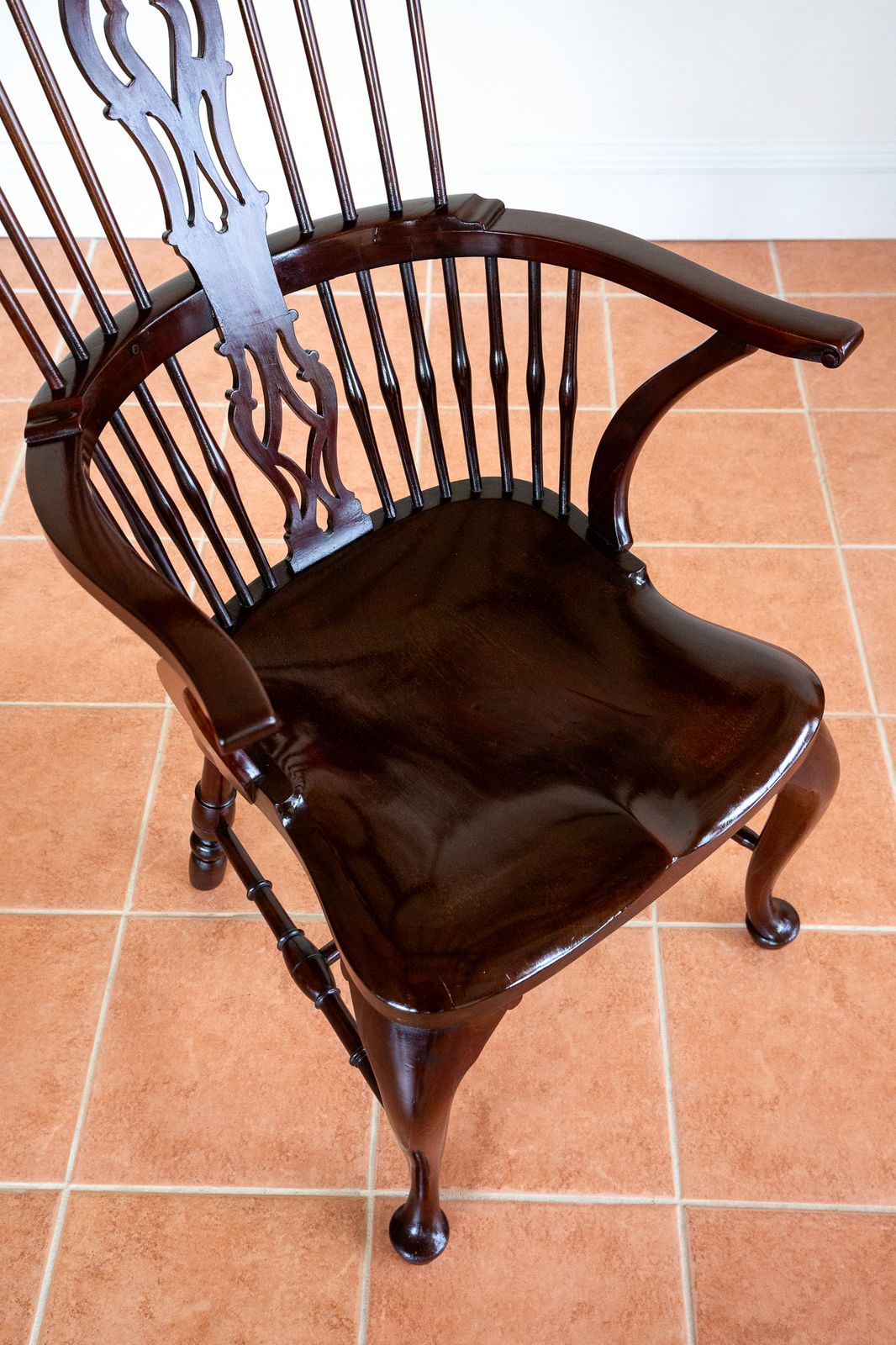photo vintage Fine Thames Valley Windsor Chair Mahogany 18th Century Fine Antiques Windsor Armchair Country House Antiques Stamped Windsor Chair 1790 1810
