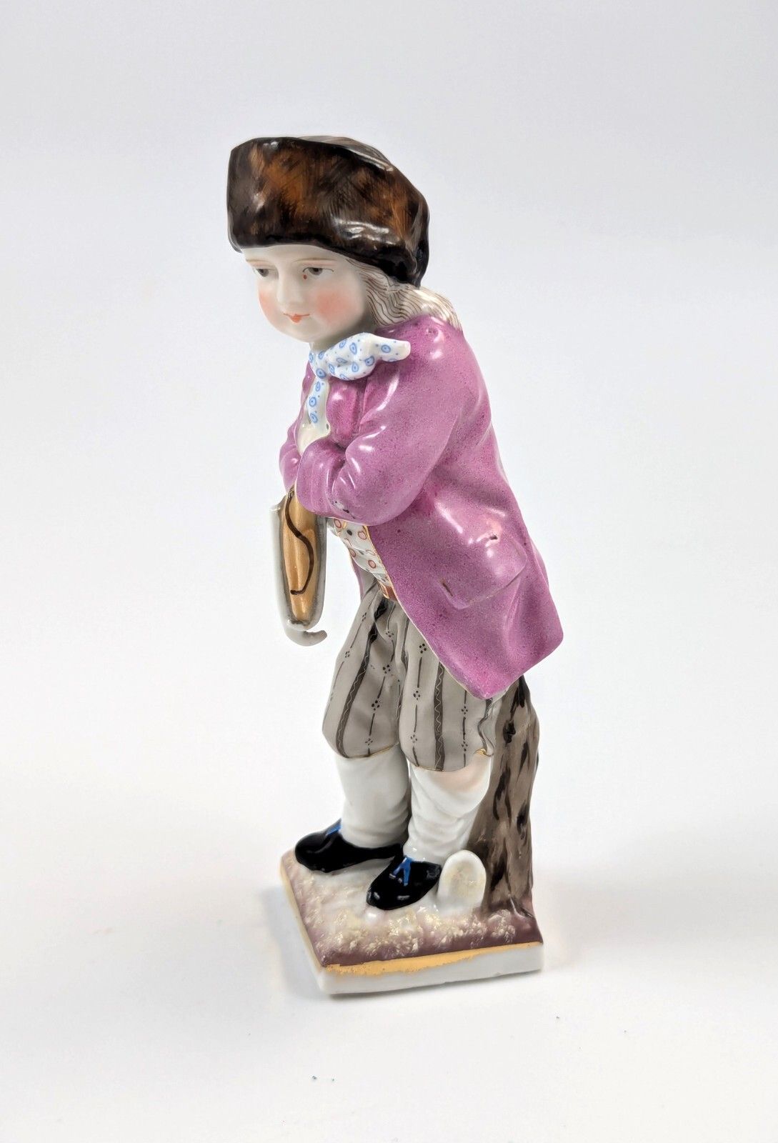 Antique Sitzendorf Porcelain Figurine Of Skater With Skate, 1885. photo furniture