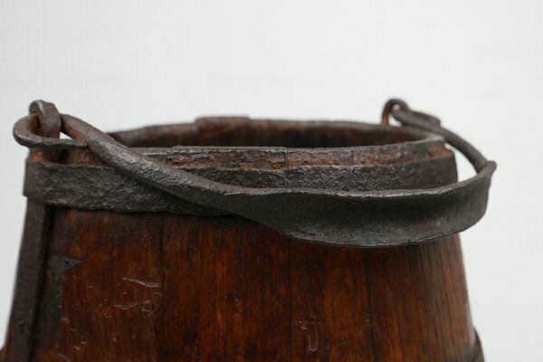 French Handmade Wooden Bucket, 15th Century photo buy