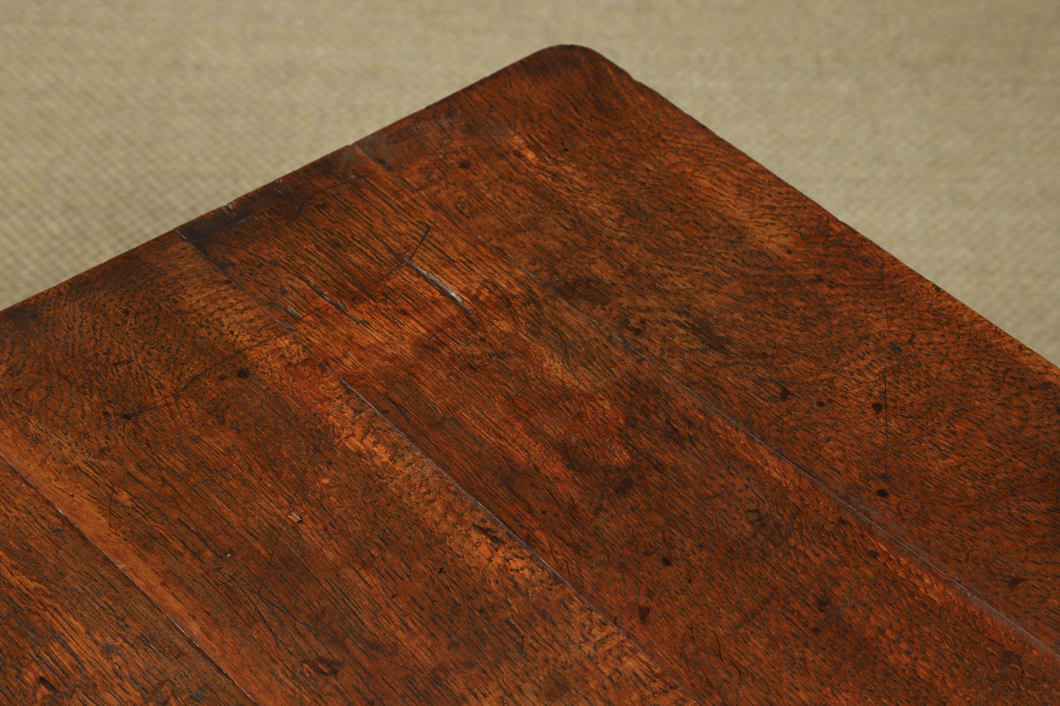 English Georgian Oak & Yew Wood Rectangular Top Occasional Wine Supper Tripod Table (Circa 1760) photo vintage