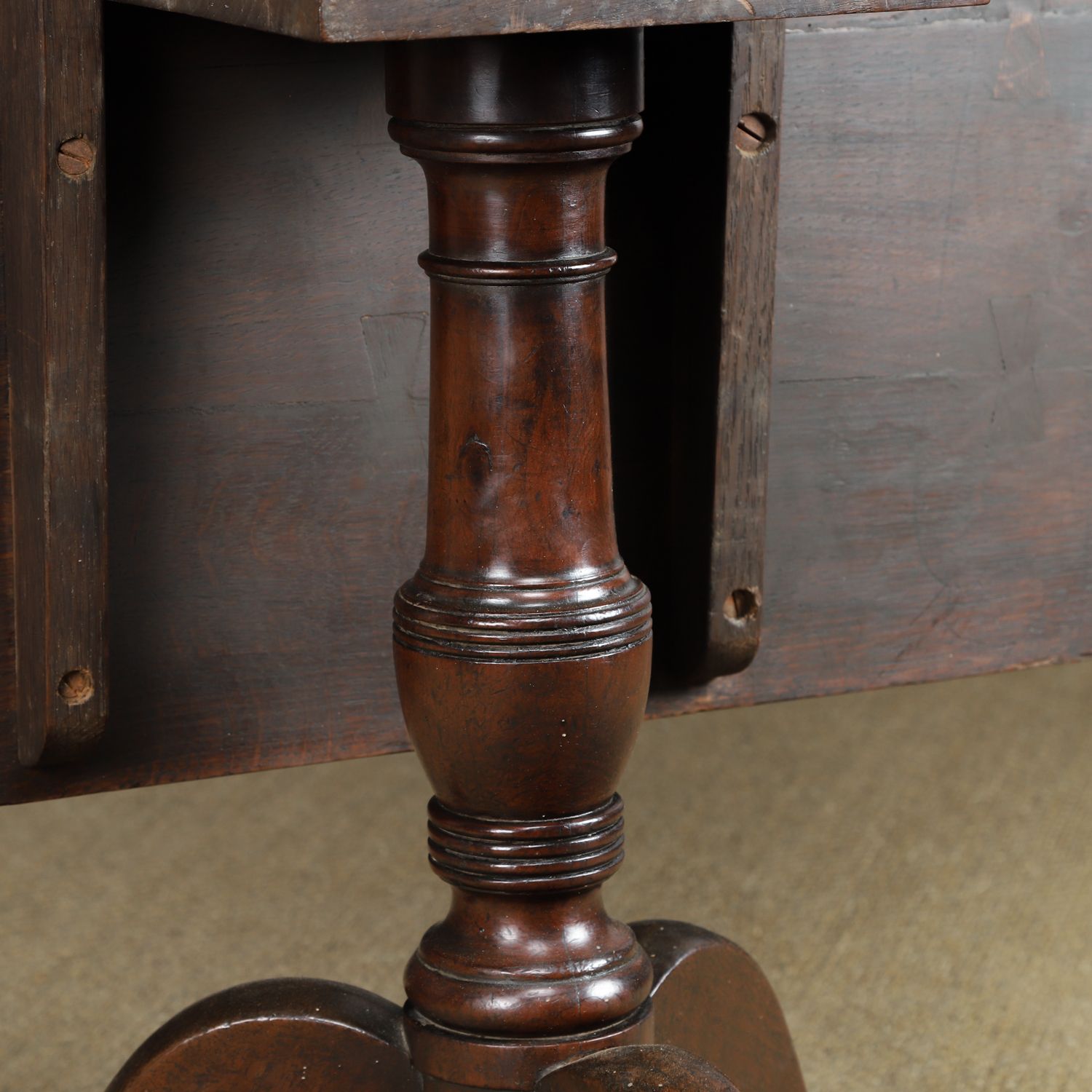 Furniture English Georgian Oak & Yew Wood Rectangular Top Occasional Wine Supper Tripod Table (Circa 1760) photo