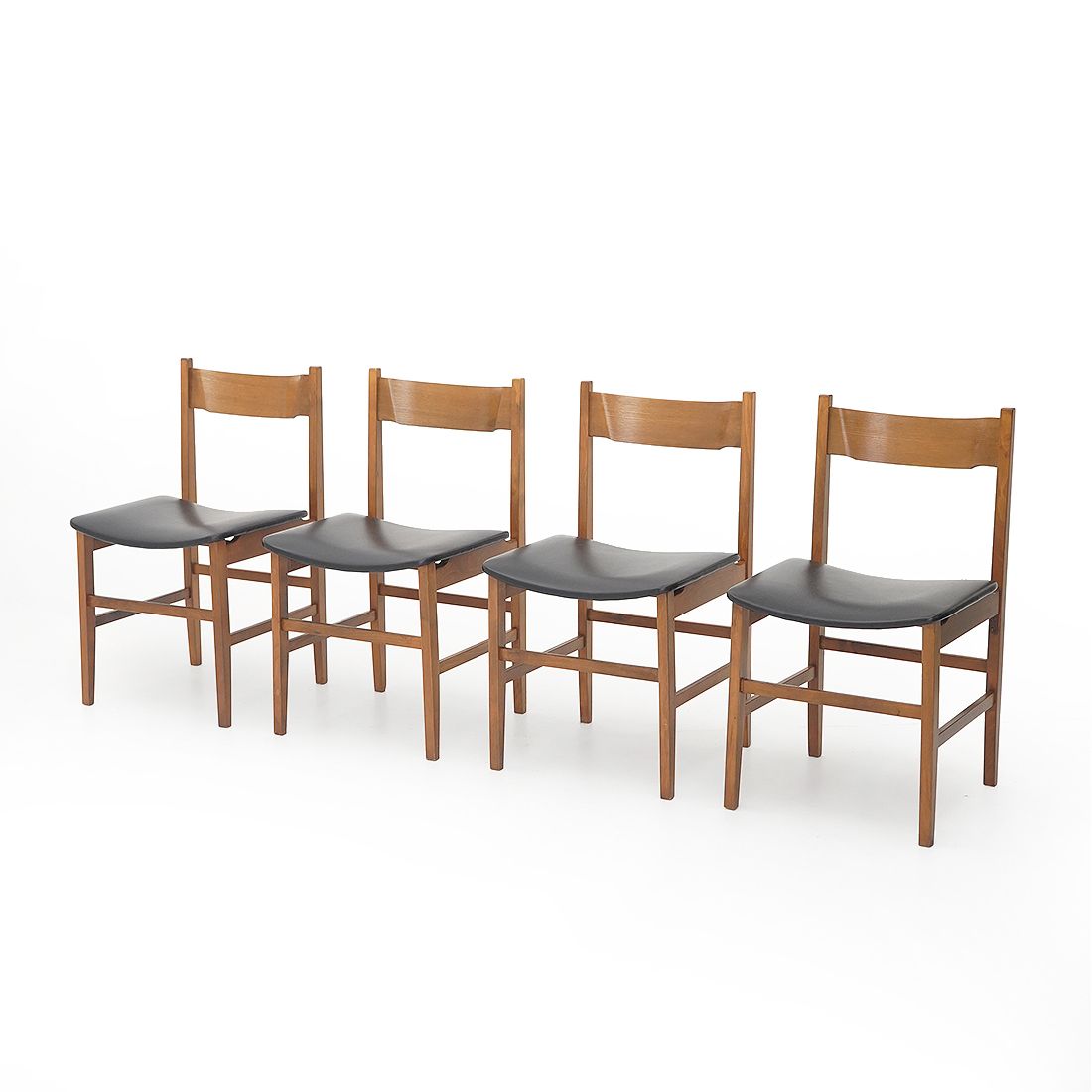 4 Wooden Chairs With Padded Seat, 1950s photo for sale