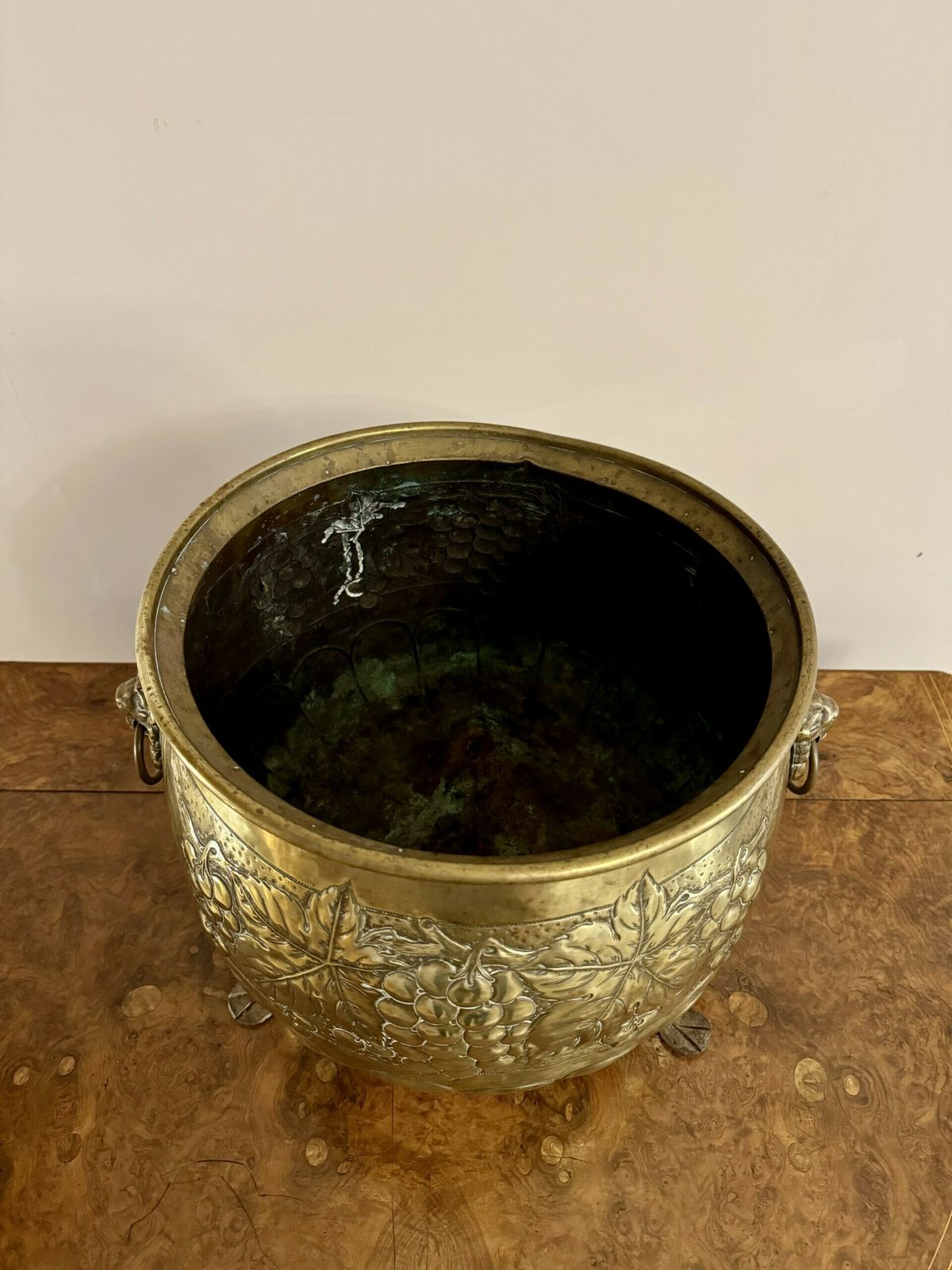 Quality Antique Brass Jardiniere photo for sale