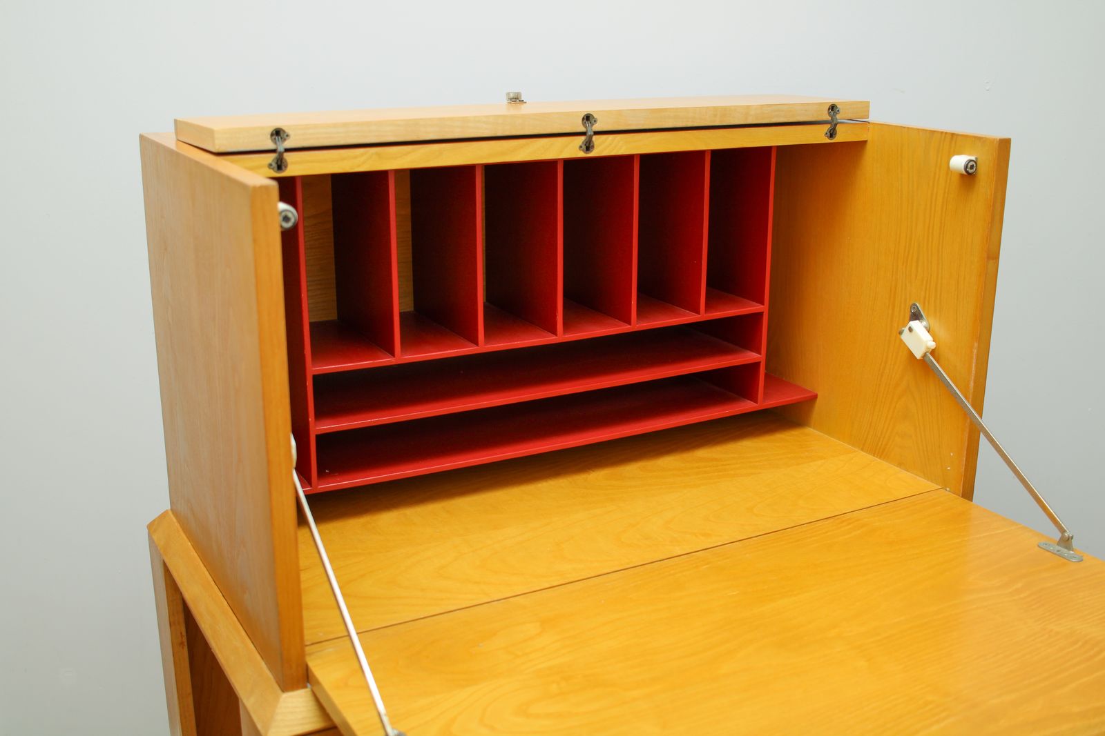 Vintage Mid Century Remploy Writing Desk/Bureau In Ash photo vintage